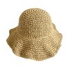 Wholesale Korean Foldable Handmade All-Match Solid Color Hand Crochet Straw Hat Women's Summer Sun Protection Beach Holiday Sunshade Hat