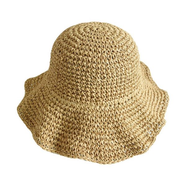 Wholesale Korean Foldable Handmade All-Match Solid Color Hand Crochet Straw Hat Women's Summer Sun Protection Beach Holiday Sunshade Hat