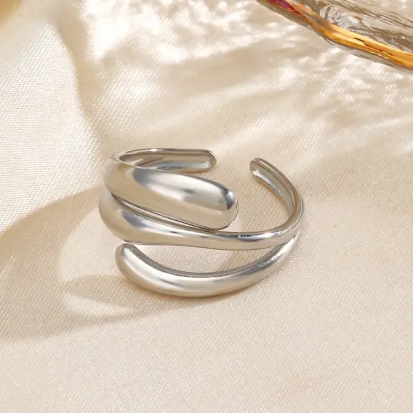 Ion Plating (IP) 18K Gold Plated Lines 304 Stainless Steel Simple Style Waterproof Non Tarnish Open Rings