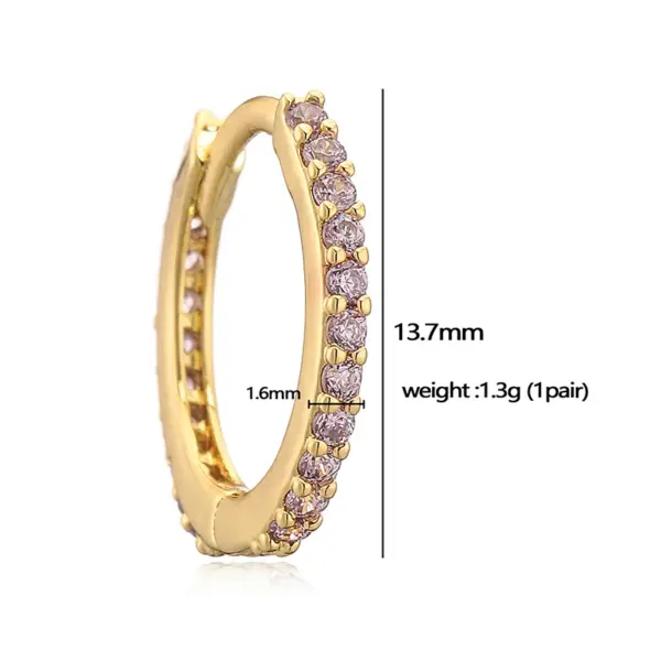 Wholesale Fashion Simple Copper Inlaid Color Diamond Round Ear Clip Earrings Women's Style Ring Light Luxury Earrings Factory Wholesale
