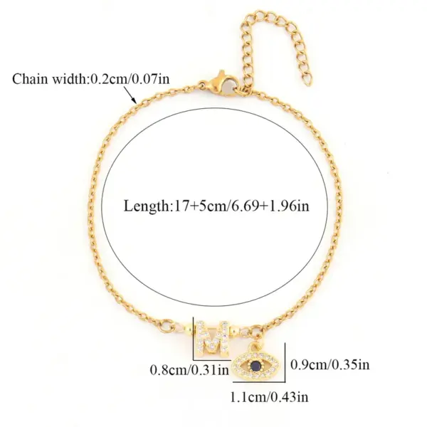 PVD Coated Real Gold Plated Letter Eye 201 Stainless Steel 304 Stainless Steel Copper Elegant Simple Style Classic Style Waterproof Non Tarnish 201 Stainless Steel Bracelets