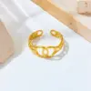 Wholesale 304 Stainless Steel Circle PVD Coated Rhinestones 18K Real Gold Plated Simple Style Waterproof Non Tarnish Inlay Open Rings
