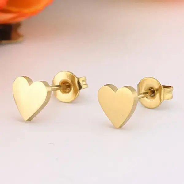 Wholesale PVD Coated 18K Gold Real Gold Plated Heart 304 Stainless Steel Fashion Waterproof Non Tarnish Ear Studs