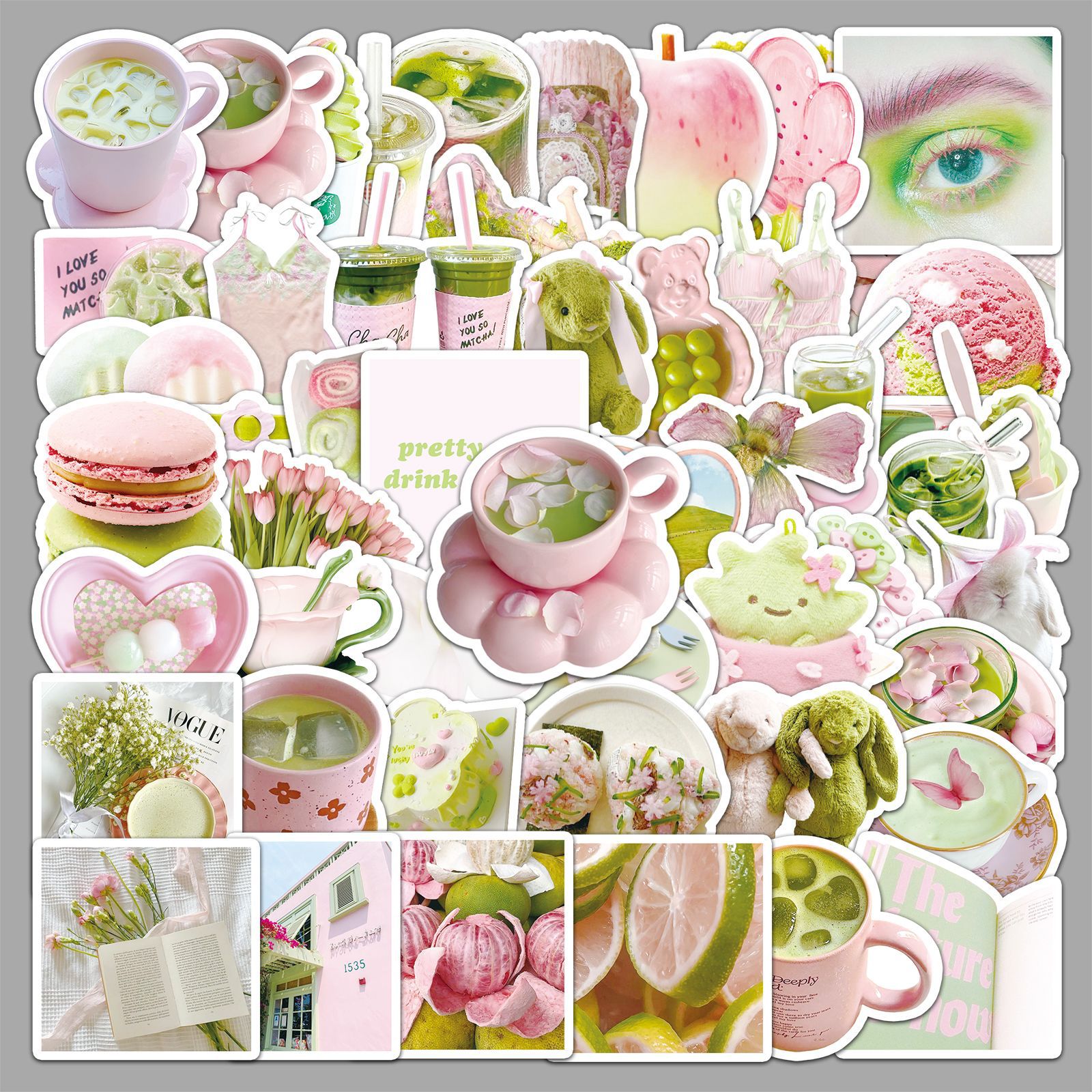 Wholesale pink and green graiti stickers fresh decorative card stickers