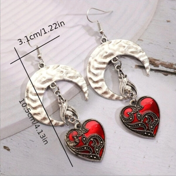 Wholesale silver Moon Accessories Bat Hearts Design Pendant Earrings Vintage Gothic Zinc Alloy Jewelry Creative Men and Women