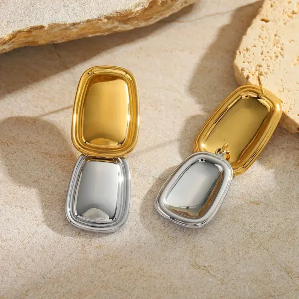 Wholesale 1 Pair Casual Simple Style Commute Irregular Geometric Mixed Metal Plating 304 Stainless Steel 18K Gold Plated Ear Studs