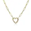Wholesale Fashion Micro-inlaid Zircon Peach Heart Cable Chain Copper Necklace Wholesale Nihaojewelry