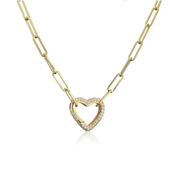Wholesale Fashion Micro-inlaid Zircon Peach Heart Cable Chain Copper Necklace Wholesale Nihaojewelry