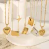 Wholesale Ion Plating (IP) 18K Gold Plated Love Envelope Red Heart 304 Stainless Steel French Style Classic Commute Pendant Necklace