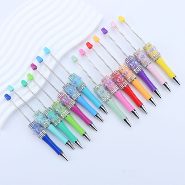 Wholesale Creative DIY Dragonfly Sugar Beaded Pen Handmade Diamond Pen Simulation Dragonfly Broken Diamond Beaded Beaded Pen