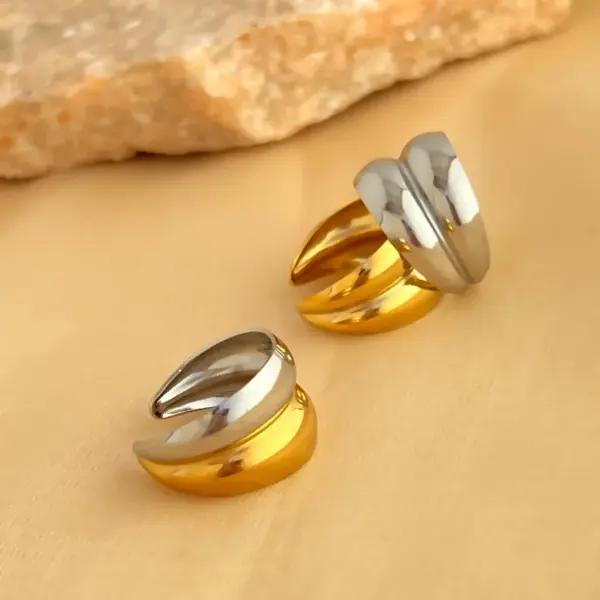 PVD Coated Real Gold Plated 18K Gold Geometric 304 Stainless Steel Retro Simple Style Waterproof Non Tarnish Open Rings