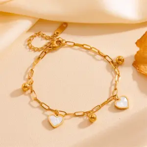 Gold Peach Heart Bracelet