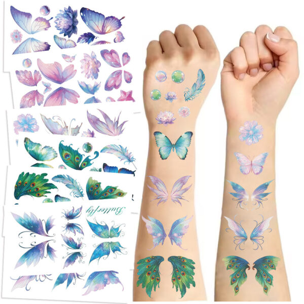 Wholesale Cross-border New Cartoon Ins Butterfly Series Tattoo Sticker Waterproof Party Gift Funny Fun Face Sticker