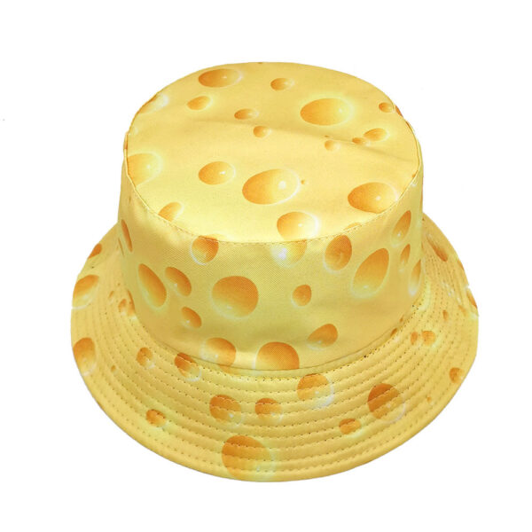 Wholesale Creative Spring New Cheese Pattern Double-sided Hat Sun Hat Sunscreen Sunshade Fisherman Hat Outdoor Fashion Basin Hat