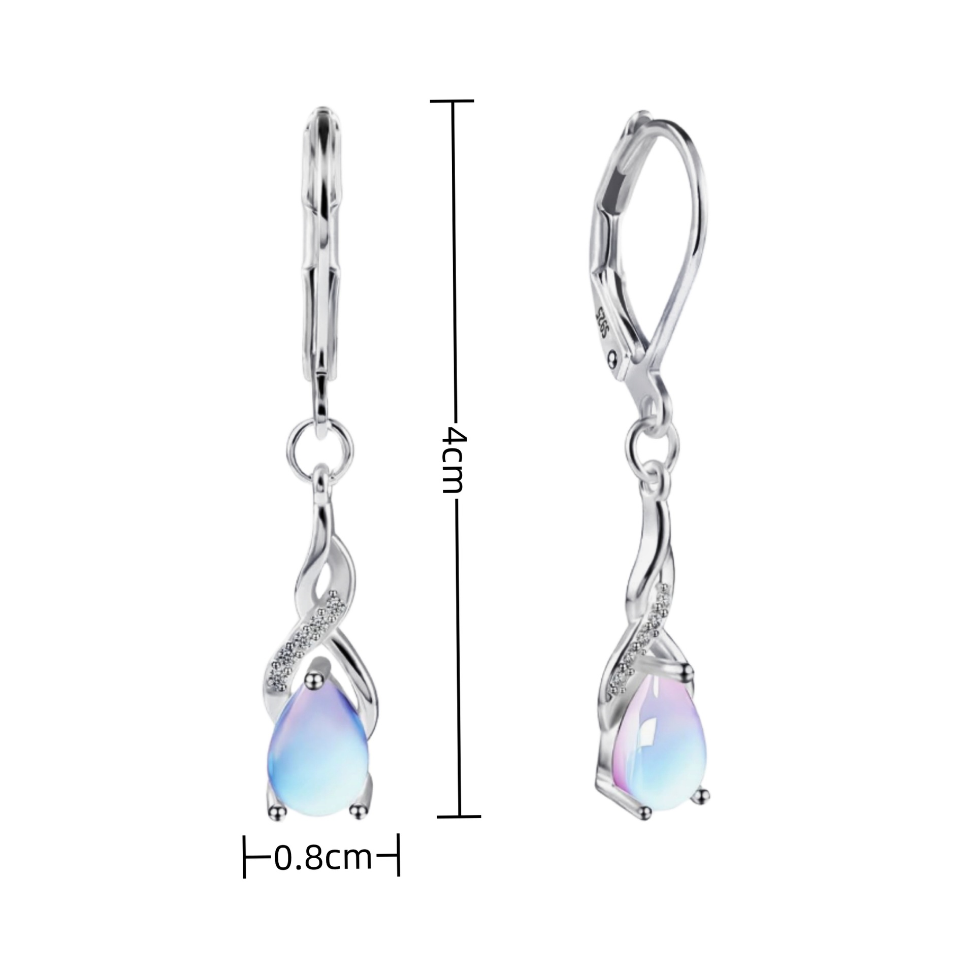 Wholesale Fashion Moonstone water op earrings long tassel Ser fairy pear-shaped diamond labradorite personality ear buckle ear jewelry