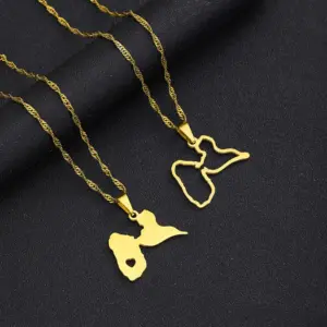 Wholesale Jewelry Vintage Style Map Guadeloupe Map 201 Stainless Steel 304 Stainless Steel Plating Pendant Necklace