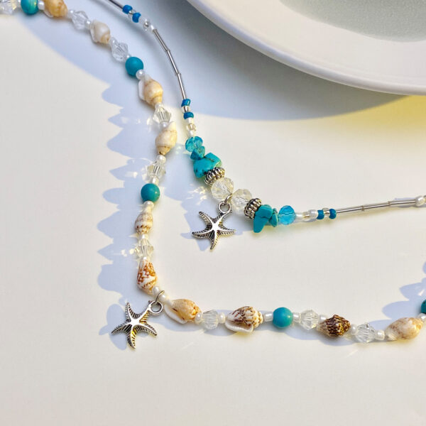 Wholesale Holiday style beaded shell starfish necklace for women ins Korean style personalized light luxury clavicle chain New niche accessories