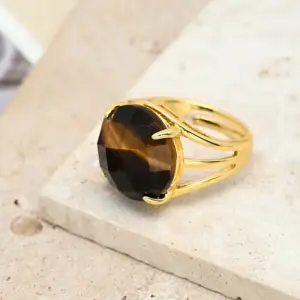 Tigereye Ring / Width: 16mm, Inner Diameter: 17mm / 1 Pc/Package