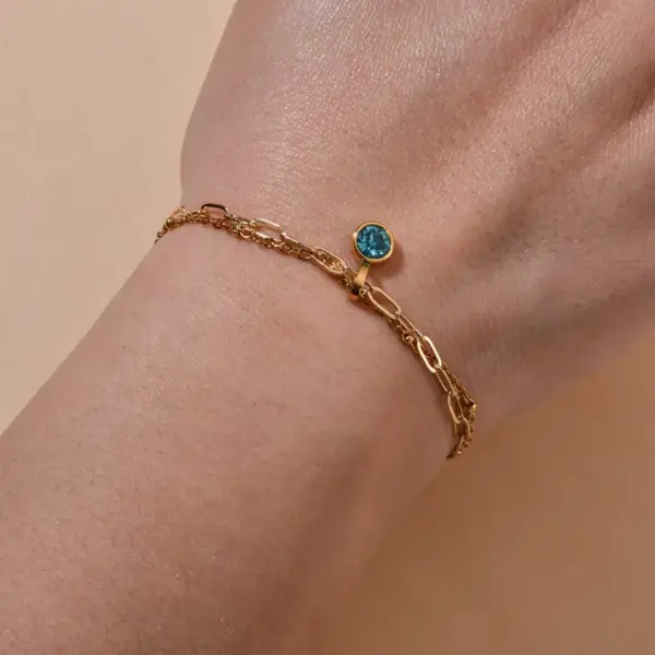 Wholesale Vintage Style Classic Style Geometric 304 Stainless Steel Birthstone Paperclip Chain Cable Chain Bracelets In Bulk