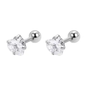 3mm Heart-Shaped White Zirconium (a Pair)