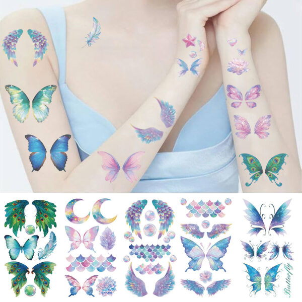 Wholesale Cross-border New Cartoon Ins Butterfly Series Tattoo Sticker Waterproof Party Gift Funny Fun Face Sticker