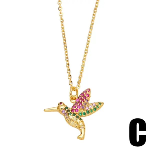 Wholesale Fashion Bird Dragonfly Pendant Necklace Simple Devil Eye Copper Necklace