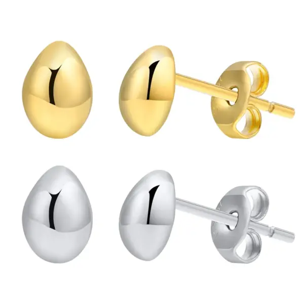 Wholesale PVD Coated Gold Plated Water Droplets 304 Stainless Steel Simple Style Waterproof Non Tarnish 304 Stainless Steel Ear Studs