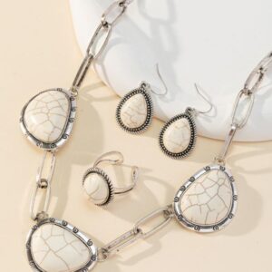 Wholesale Retro Shaped White Turquoise Necklace Ring