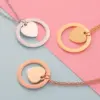 304 Stainless Steel Customization Laser Engraving Heart Shape PVD Coated 18K Real Gold Plated Simple Style Classic Style Waterproof Non Tarnish Rose Gold Gold Silver Pendant Necklace