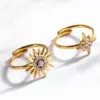 Wholesale Jewelry Vacation Simple Style Flower Titanium Steel Zircon Inlay Open Rings