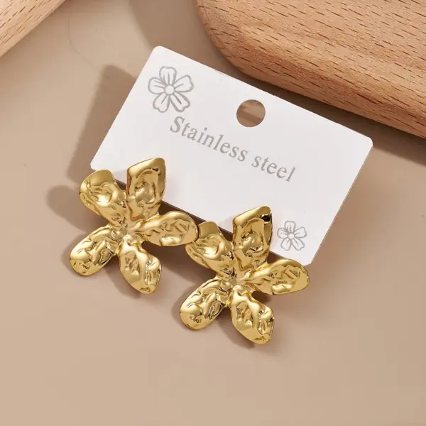 Wholesale 1 Pair/Package Casual Modern Style Simple Style Starfish Flower Rectangle Polishing 304 Stainless Steel 18K Gold Plated PVD Coated Earrings