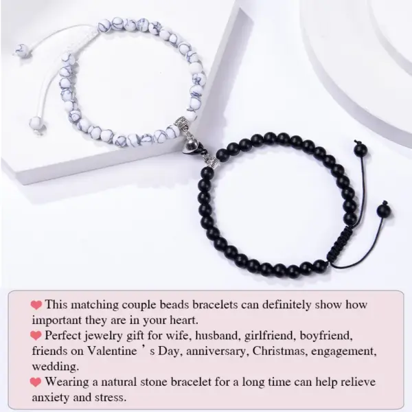 Wholesale Romantic Heart Shape Natural Stone Handmade Bracelets