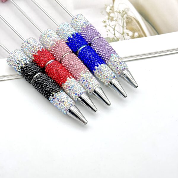 Wholesale DIY new gradient full drill pen handmade diamond beadable pen cute creative gradient rhinestone beaded ball point pen