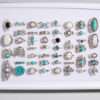 Wholesale Bohemian Inlaid Turquoise Flower Rings, Retro Geometric Lace Rings, Fourteen-Eight Mixed Batches