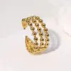 Wholesale PVD Coated Real Gold Plated 18K Round Dots Solid Color Lines 304 Stainless Steel IG Style Modern Simple Waterproof Non Tarnish Open Rings