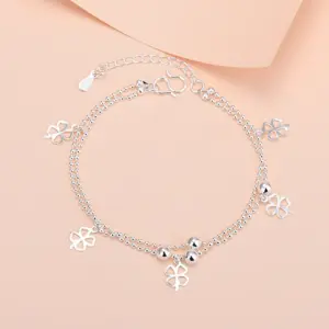 Four-Leaf Clover Double-Layer Bracelet (Silver)