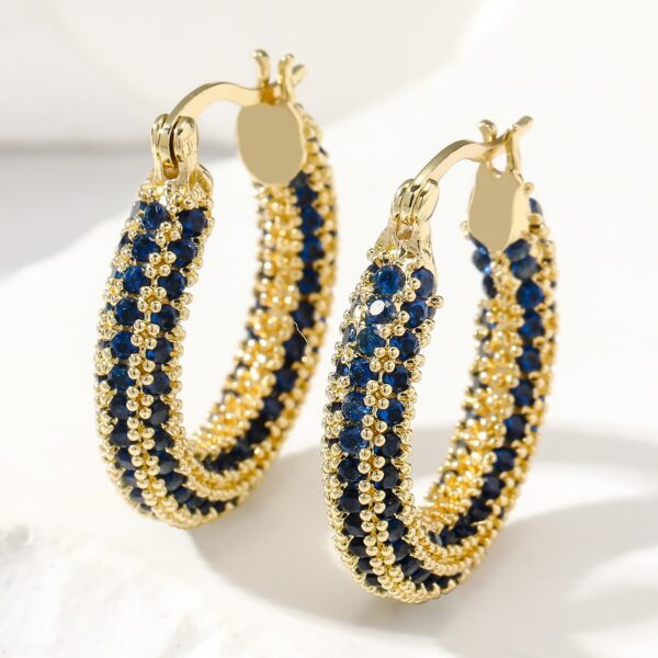 Wholesale Cross-border special for European and American elegant simple fashion colorful circle earrings earrings micro inlaid zircon socialite style earrings