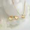 304 Stainless Steel Plastic Heart Shape Ion Plating (IP) 18K Gold Plated Cute French Style Classic Style Waterproof Non Tarnish O-shaped Chain Earrings Necklace Jewelry Set