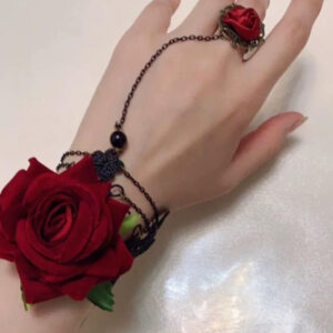 Burgundy large flower bracelet