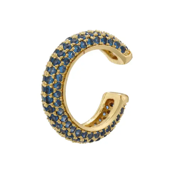 Wholesale 1 Piece Elegant Luxurious Shiny C Shape Plating Inlay Copper Zircon 18k Gold Plated Ear Cuffs
