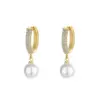 Wholesale 1 Pair Retro Geometric Copper Inlay Artificial Pearls Zircon Drop Earrings