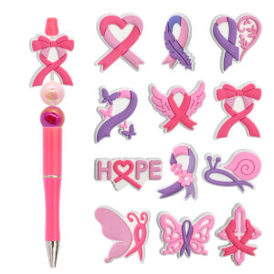 Wholesale Pink Ribbon Ballpoint Pen Beads with a Theme of Caring for Women