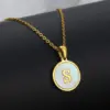 Wholesale Jewelry Simple Style Round Letter Titanium Steel Shell 18K Gold Plated Plating Necklace
