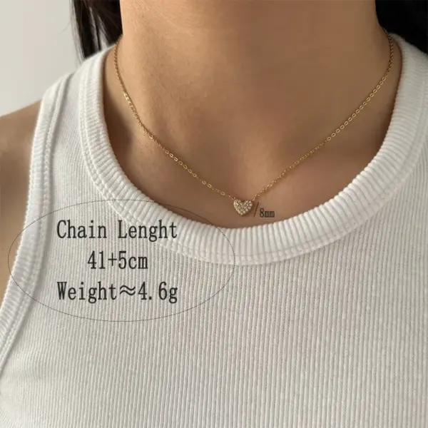 Wholesale Stainless Steel New Exquisite Micro Inlaid Zircon Minimalist Style Versatile Heart Pendant Necklace For Women Vacuum Furnace Electroplating High Quality Non-Fading Jewelry