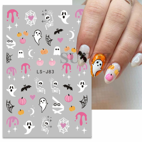 Wholesale Halloween cartoon ghost pumpkin lantern spider web nail stickers nail stickers