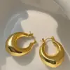 304 Stainless Steel C Shape Geometric PVD Coated 18K Real Gold Plated 18K Gold Simple Style Waterproof Non Tarnish Plating Gold Ear Studs