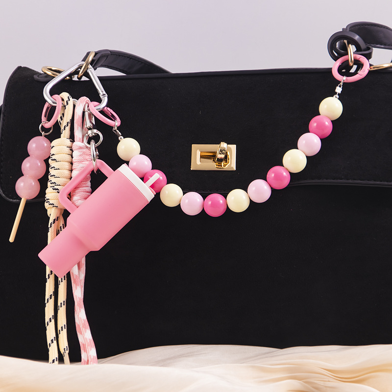 Wholesale Acrylic beaded bag charm, ice cream c, lipstick keychain, lollip charm