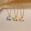 Wholesale Jewelry Elegant Shell 304 Stainless Steel Copper Artificial Pearls Zircon 18K Gold Plated K Gold Plated Plating Inlay Pendant Necklace