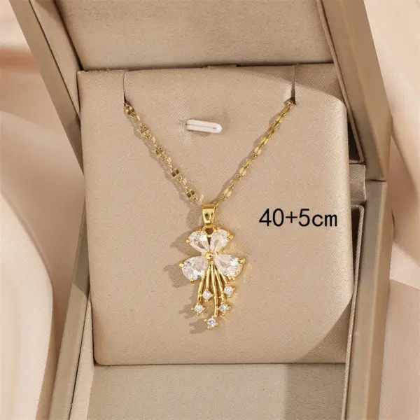 Wholesale 201 Stainless Steel Brass 18K Gold Plated Simple Style Classic Style Plating Inlay Cross Flower Planet Zircon Pendant Necklace
