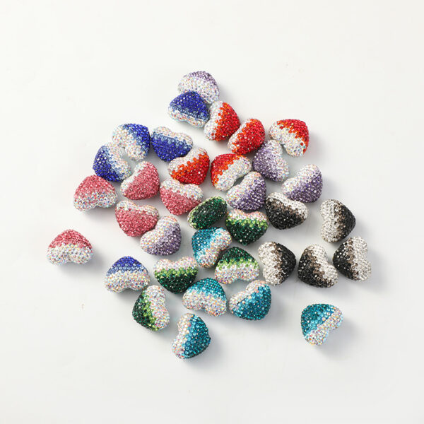 Wholesale Full Diamond Heart Peach Heart Gradient Color Heart Two-Color Heart 18*24 Peach Heart Trendyy Accessories Jewelry Pendant